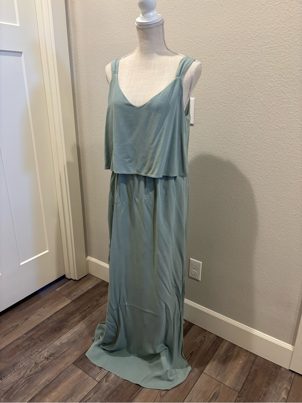Zara Sage Green Layered Maxi Dress